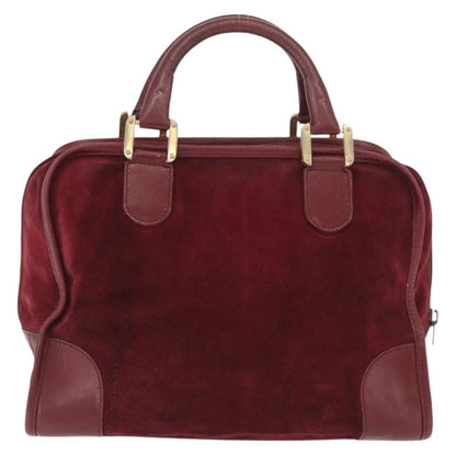 Loewe LOEWE Anagram Hand Bag Suede Leather Bordeaux Gold Authentic bs34369