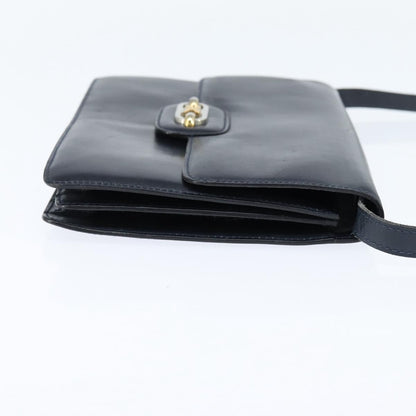 Celine CELINE Shoulder Bag Leather Navy Gold Authentic 149191