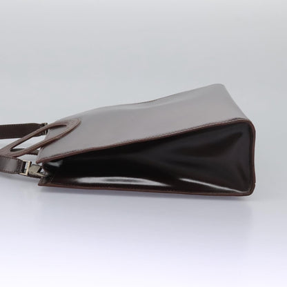Celine CELINE Hand Bag Leather 2way Dark Brown Gold Authentic 124296