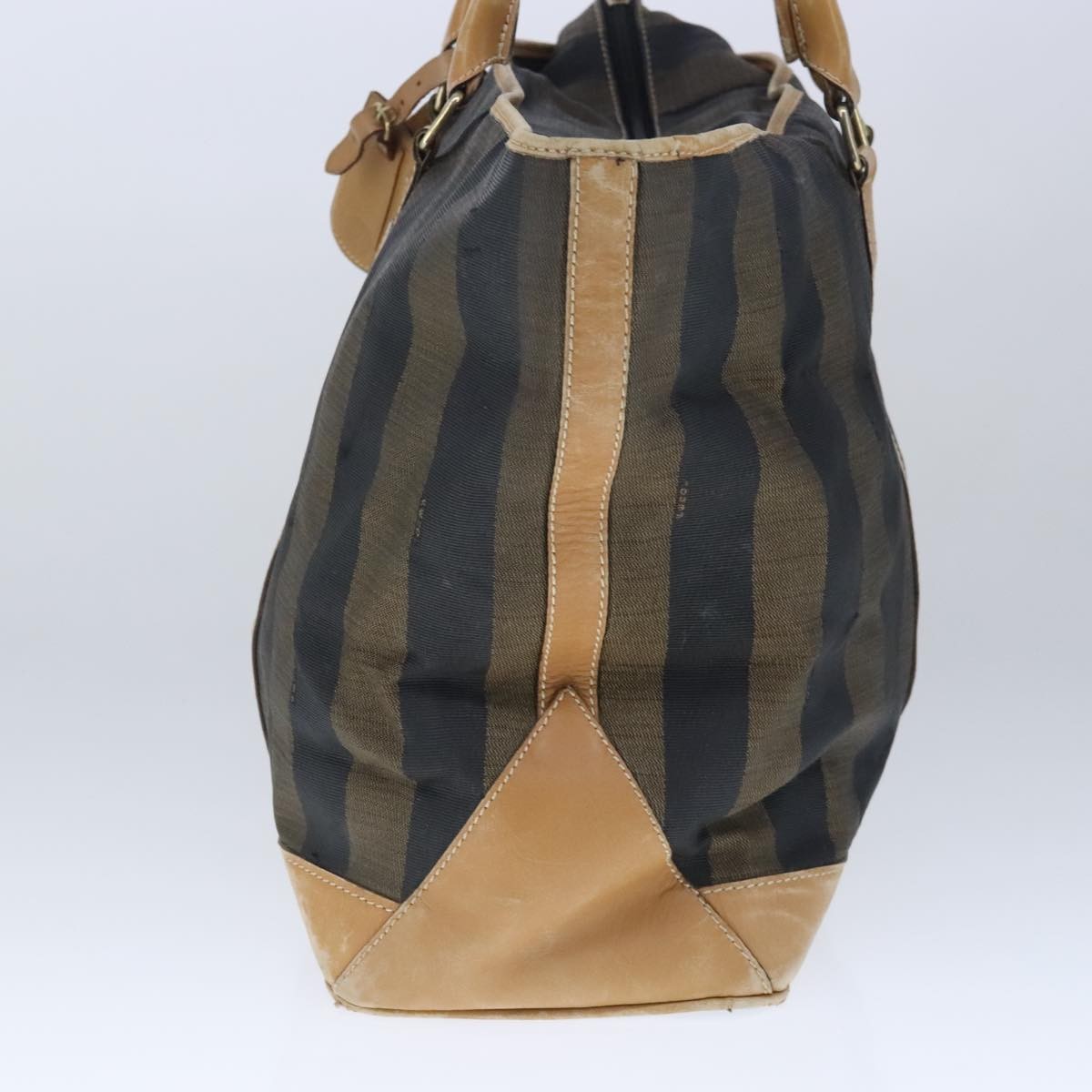 Fendi FENDI Pecan Canvas Boston Bag Coated Canvas Khaki Brown Authentic ti2355
