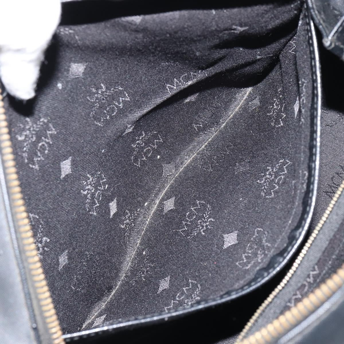 MCM MCM Vicetos Logogram Hand Bag PVC 2way Black Gold Authentic 160735