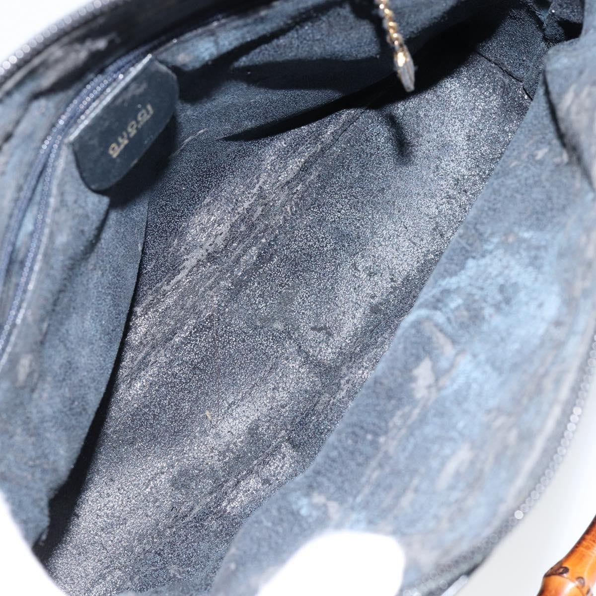Gucci GUCCI Bamboo Hand Bag Leather 2way Navy Gold 000 2058 0290 0 Authentic 145765