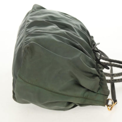 Prada PRADA Hand Bag Nylon 2way Green Gold Authentic 157145