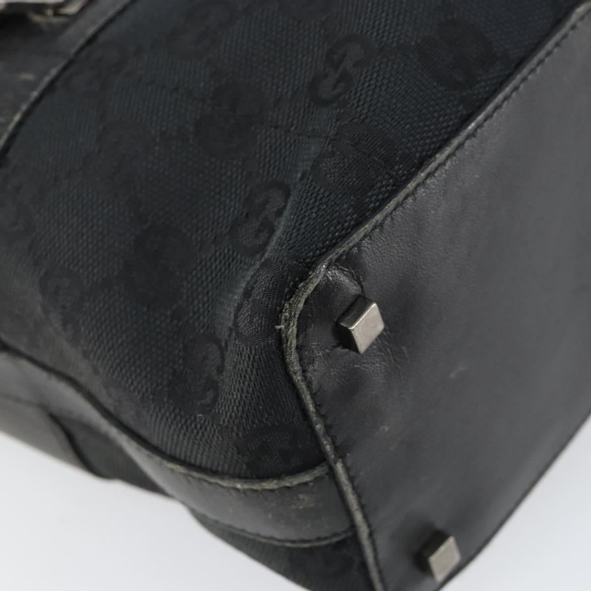 Gucci GUCCI GG Canvas Shoulder Bag Black Silver 001 4302 Authentic 144270