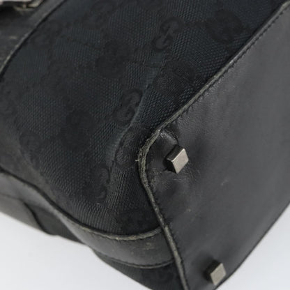 Gucci GUCCI GG Canvas Shoulder Bag Black Silver 001 4302 Authentic 144270
