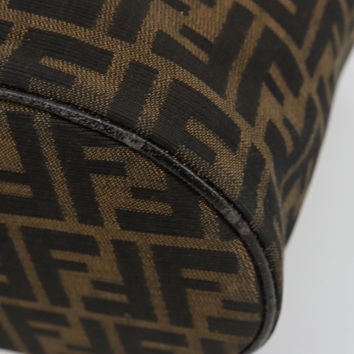Fendi FENDI Zucca Canvas Vanity Hand Bag Black Brown Authentic 180329