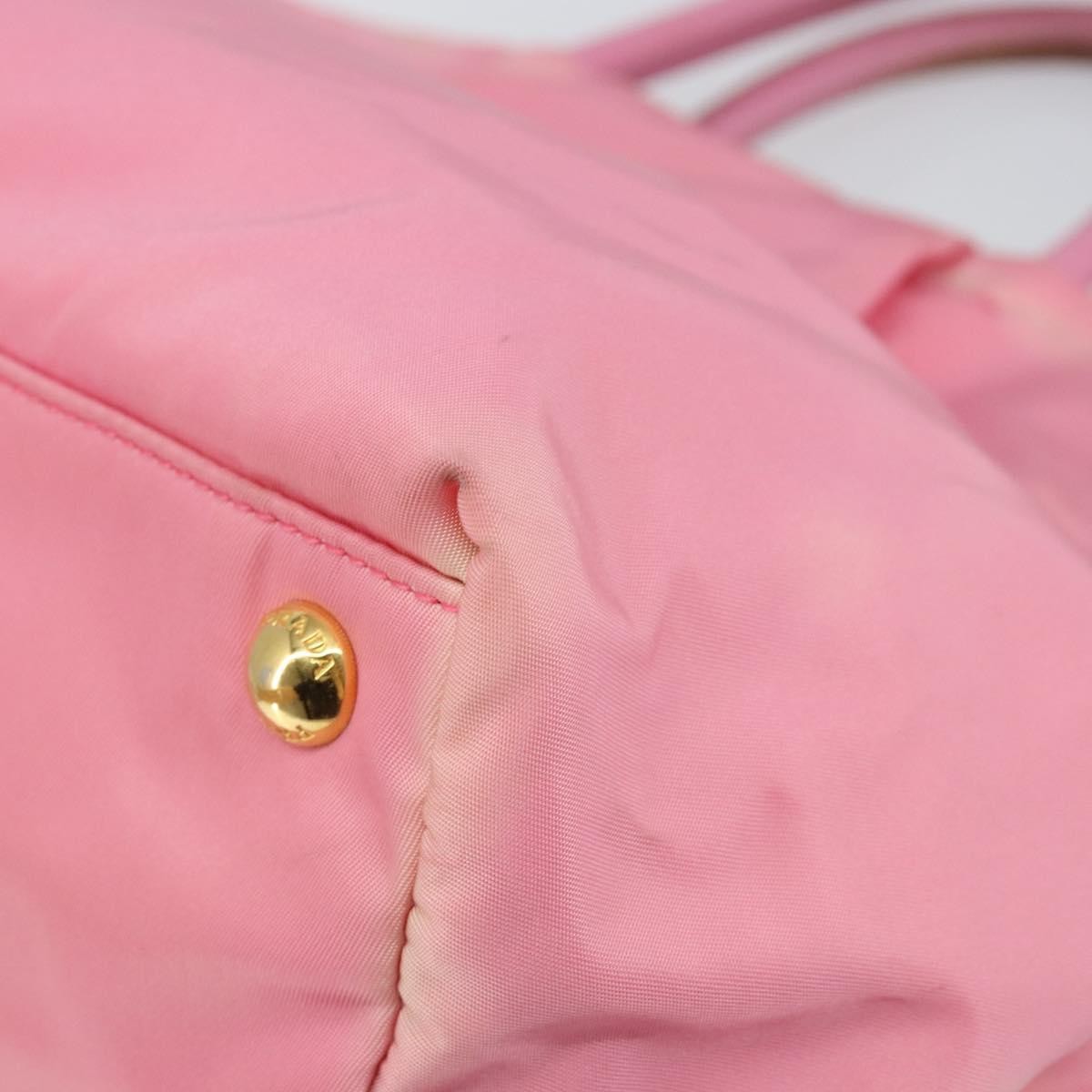 Prada PRADA Hand Bag Nylon Pink Gold Authentic 146881
