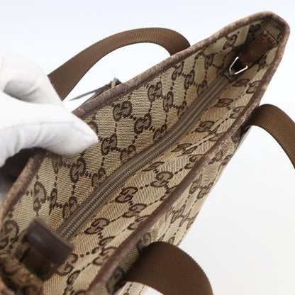 Gucci GUCCI GG Canvas Tote Bag Beige Silver 28892 Authentic 162386
