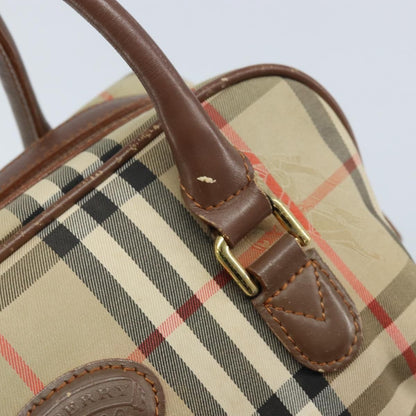 Burberry BURBERRY Nova Check Hand Bag Canvas Gold Beige Authentic bs33928