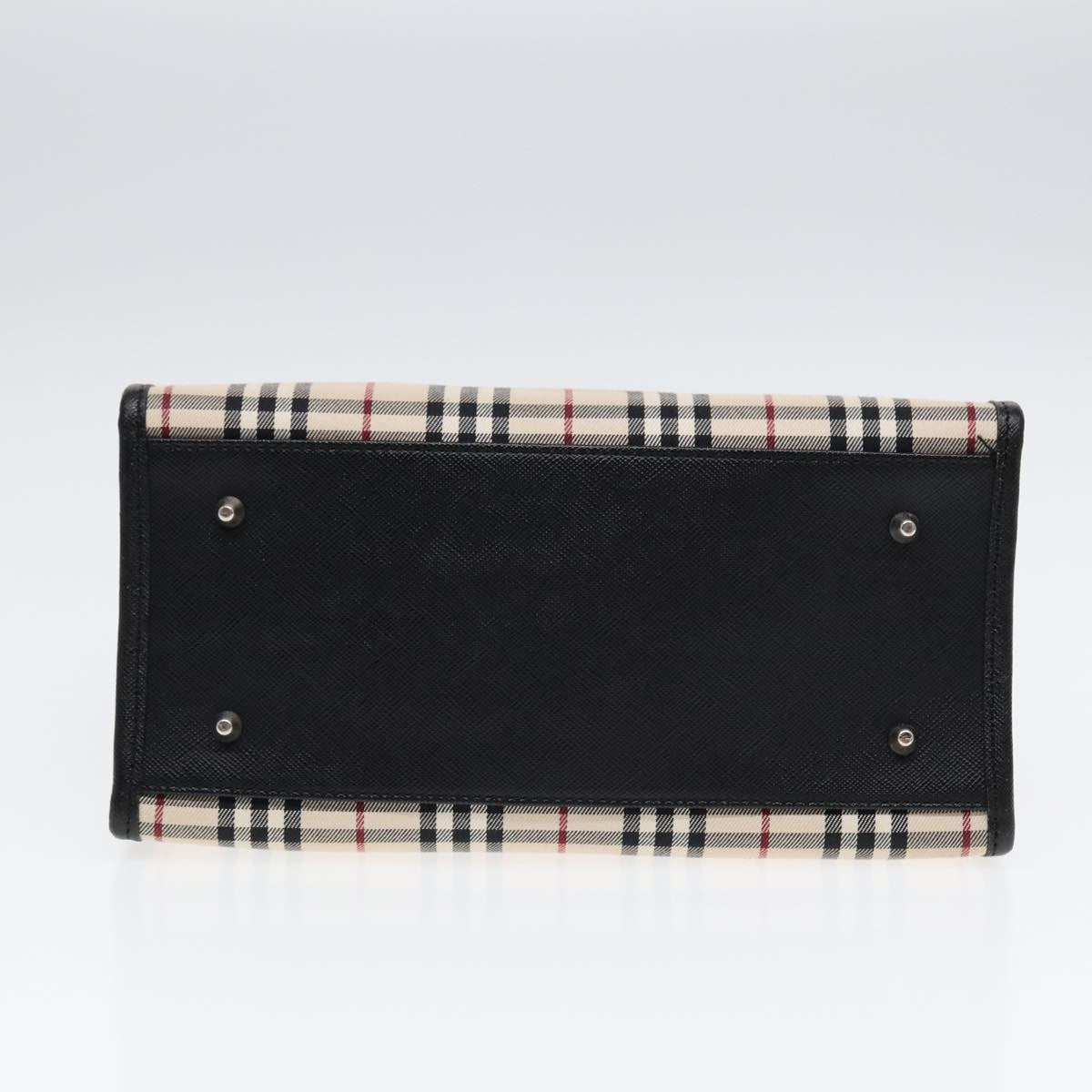 Burberry BURBERRY Nova Check Hand Bag Canvas Beige Black Authentic am6710