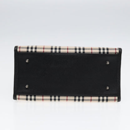 Burberry BURBERRY Nova Check Hand Bag Canvas Beige Black Authentic am6710