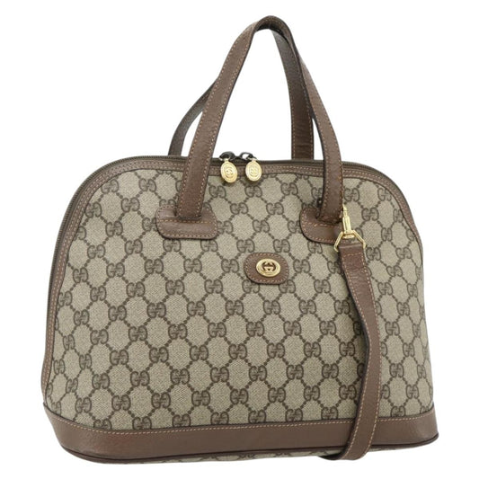 Gucci GUCCI GG Supreme Hand Bag PVC 2way Beige Gold Authentic 179199