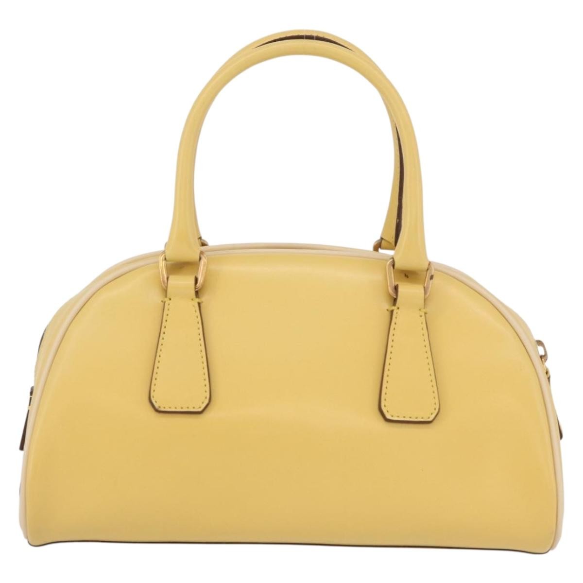 Prada PRADA Hand Bag Leather Yellow Gold Authentic mr2207