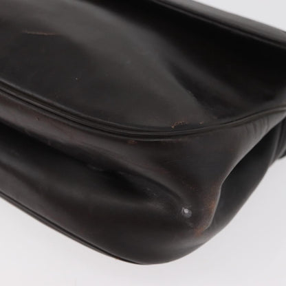 Dior Christian Dior Hand Bag Calf Skin 2way Dark Brown Gold Authentic 180355