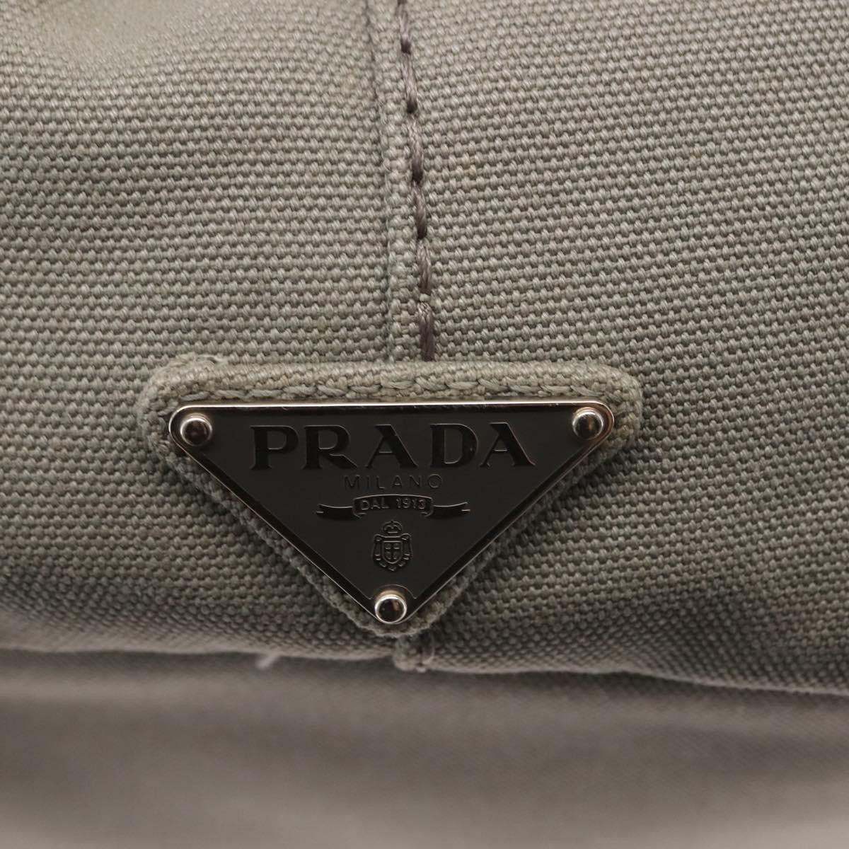 Prada PRADA Canapa MM Hand Bag Canvas Gray Silver Authentic hk3116
