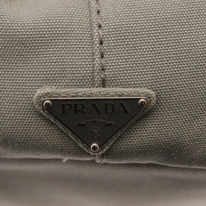 Prada PRADA Canapa MM Hand Bag Canvas Gray Silver Authentic hk3116