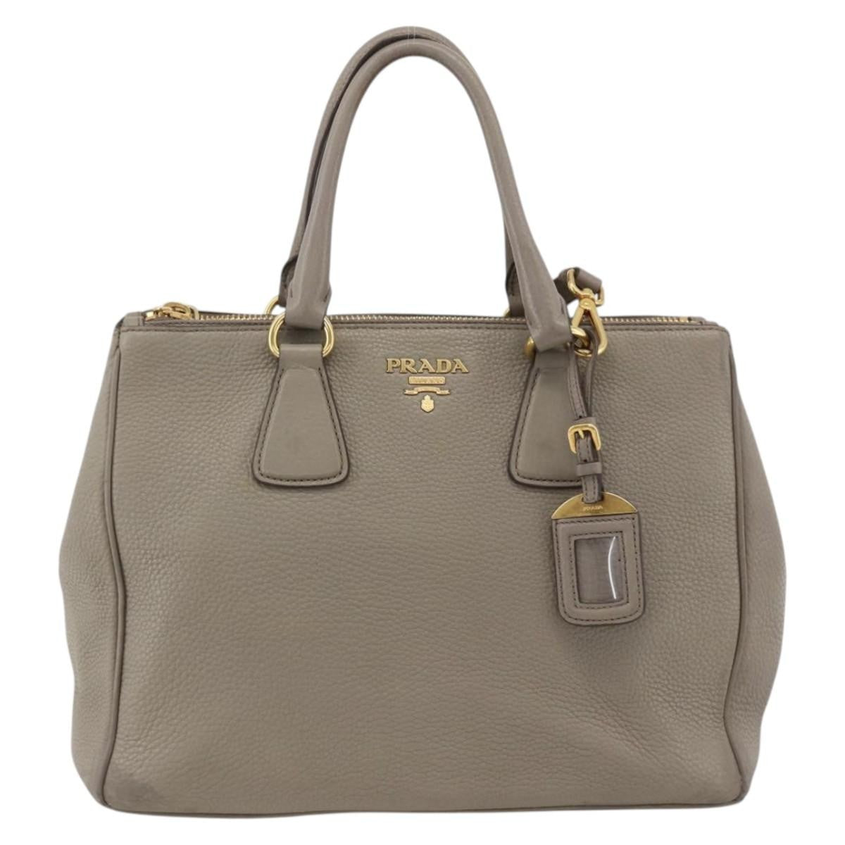 Prada PRADA Hand Bag Leather 2way Gray Gold Authentic bs33651