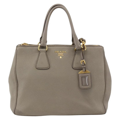 Prada PRADA Hand Bag Leather 2way Gray Gold Authentic bs33651