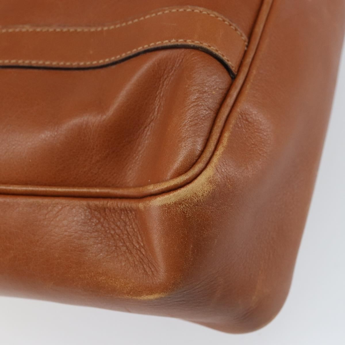 Gucci GUCCI Hand Bag Leather Brown Gold Authentic ep13246