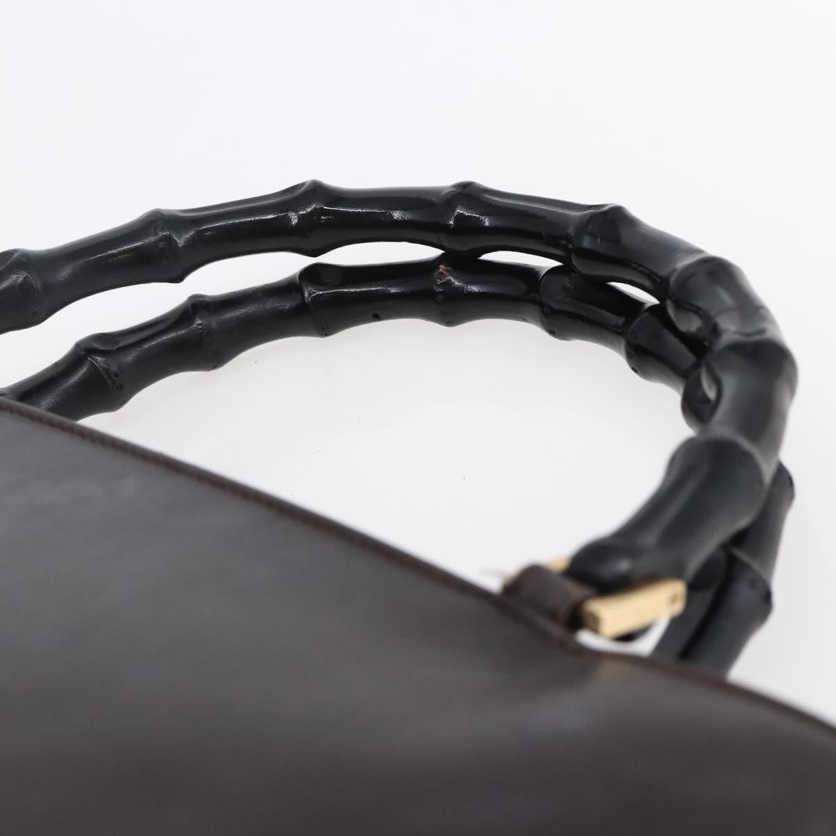 Gucci GUCCI Bamboo Hand Bag Leather Dark Brown Gold 002 1998 0507 Authentic ep11424