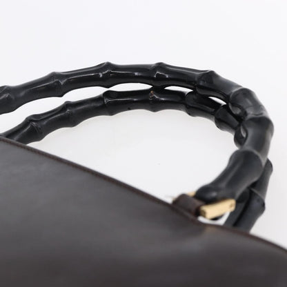 Gucci GUCCI Bamboo Hand Bag Leather Dark Brown Gold 002 1998 0507 Authentic ep11424