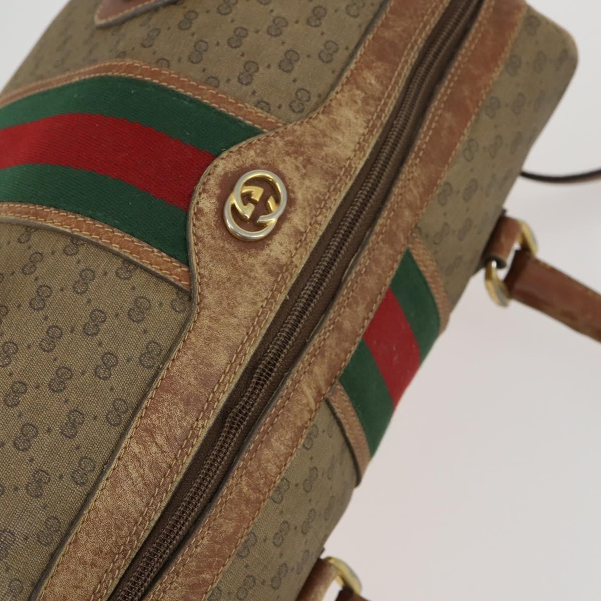 Gucci GUCCI Micro GG Supreme Web Sherry Line Bag PVC Beige 002 58 4422 Authentic 160595