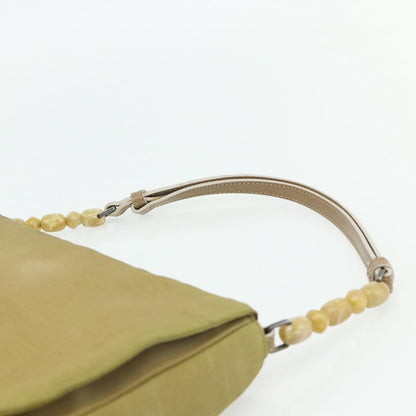 Dior Christian Dior Maris Pearl Shoulder Bag Nylon Beige Silver Authentic 180083