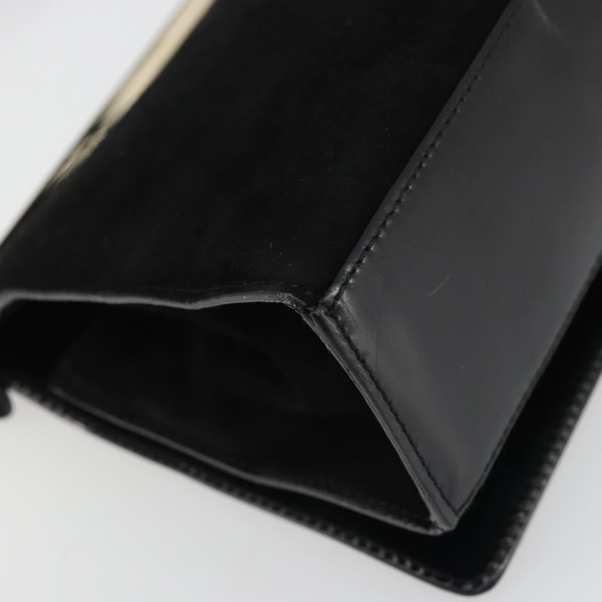Gucci GUCCI Hand Bag Suede Black Gold 001 2058 1928 0 Authentic yk20276