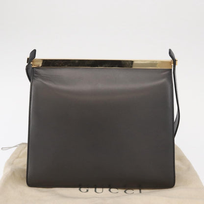 Gucci GUCCI Shoulder Bag Leather Black Gold Authentic BA8638