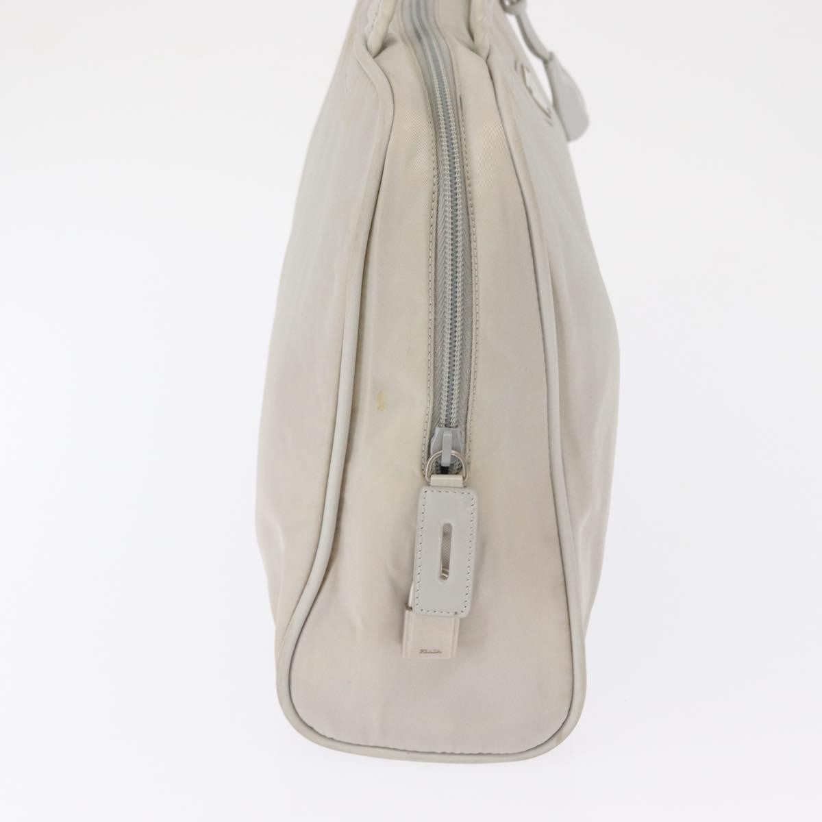 Prada PRADA Tote Bag Nylon White Silver Authentic am10449