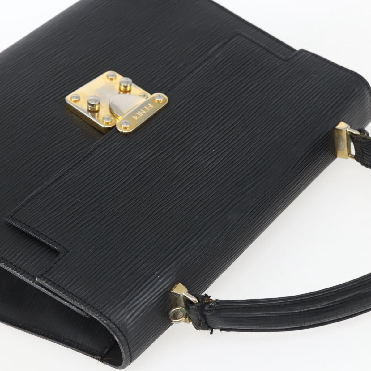 Fendi FENDI Hand Bag Leather Black Gold Authentic ka2601