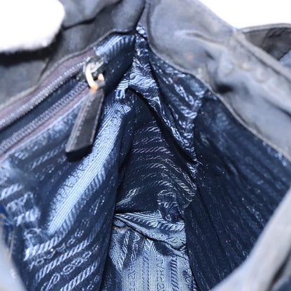 Prada PRADA Hand Bag Nylon Navy Gold Authentic 141629