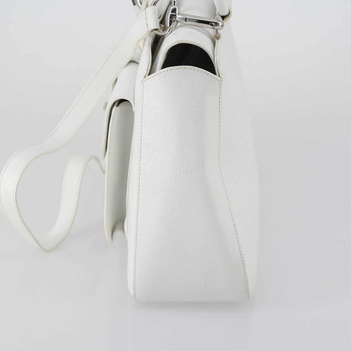 Gucci GUCCI Hand Bag Leather 2way White Silver 000 2058 0307 5 Authentic ep11566