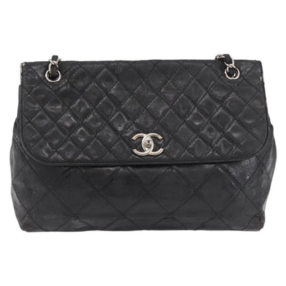 Chanel CHANEL Matelasse Chain Shoulder Bag Patent leather Black Silver CC Authentic 158095