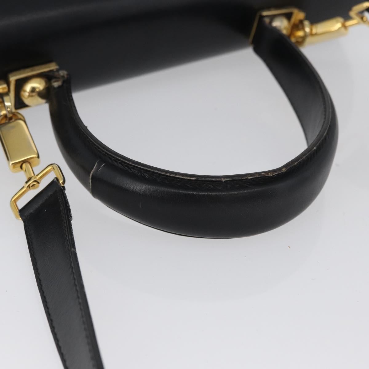 Salvatore Ferragamo Salvatore Ferragamo Gancini Hand Bag Leather 2way Black Gold Authentic ARZ228