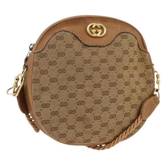Gucci GUCCI Micro GG Canvas Shoulder Bag Beige Gold Authentic ka3074