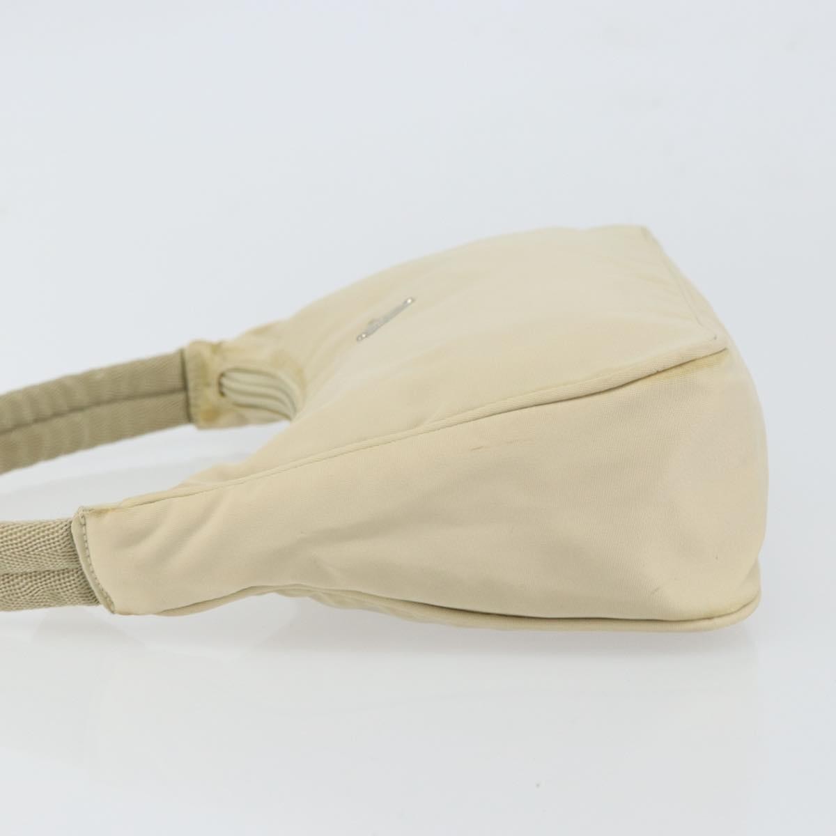 Prada PRADA Hand Bag Nylon Ivory Silver Authentic 163192