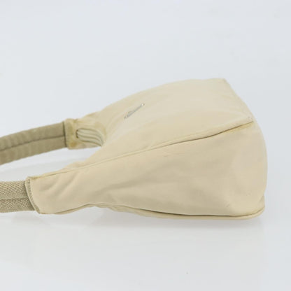 Prada PRADA Hand Bag Nylon Ivory Silver Authentic 163192