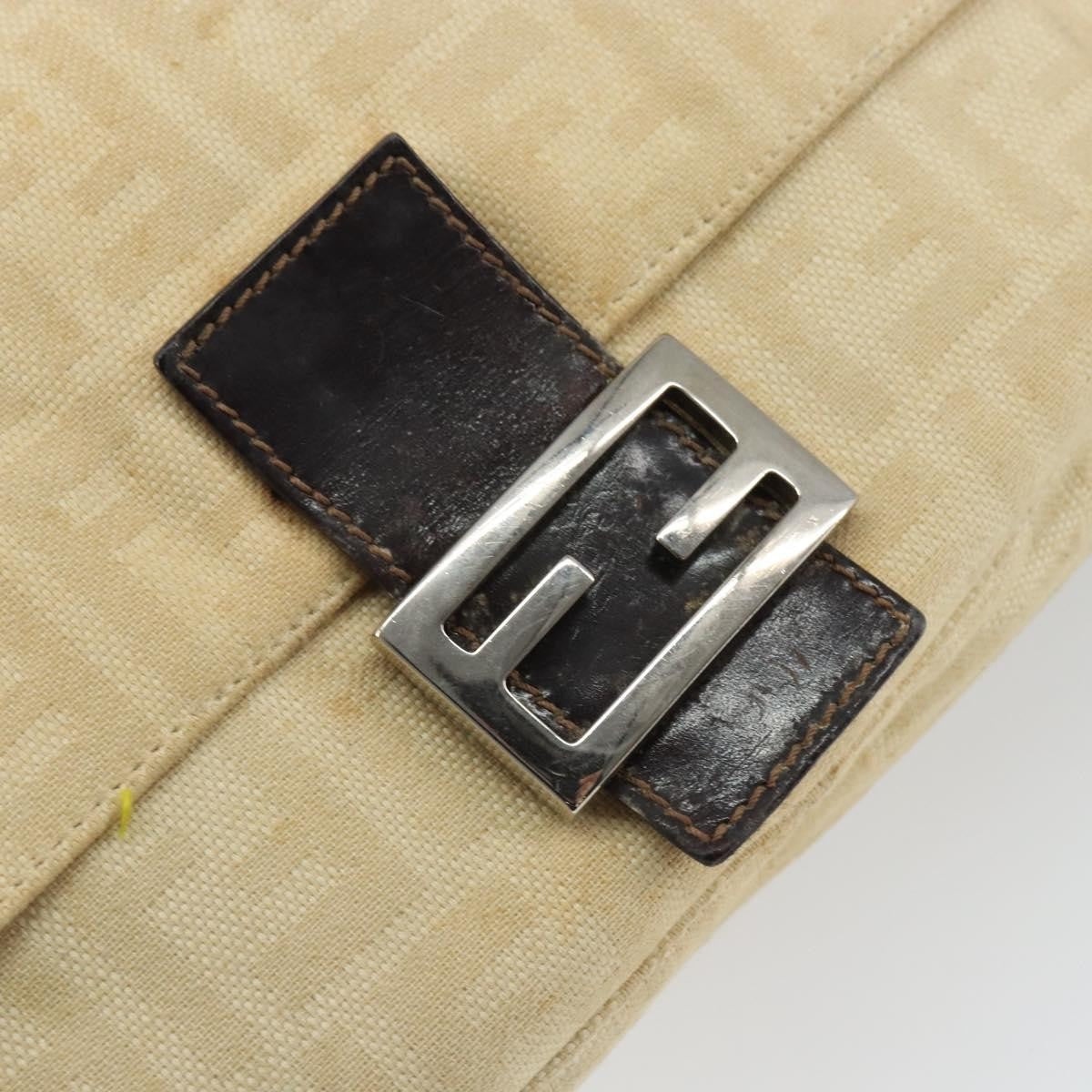 Fendi FENDI Zucca Canvas Mamma Baguette Shoulder Bag Beige Silver Authentic 162335