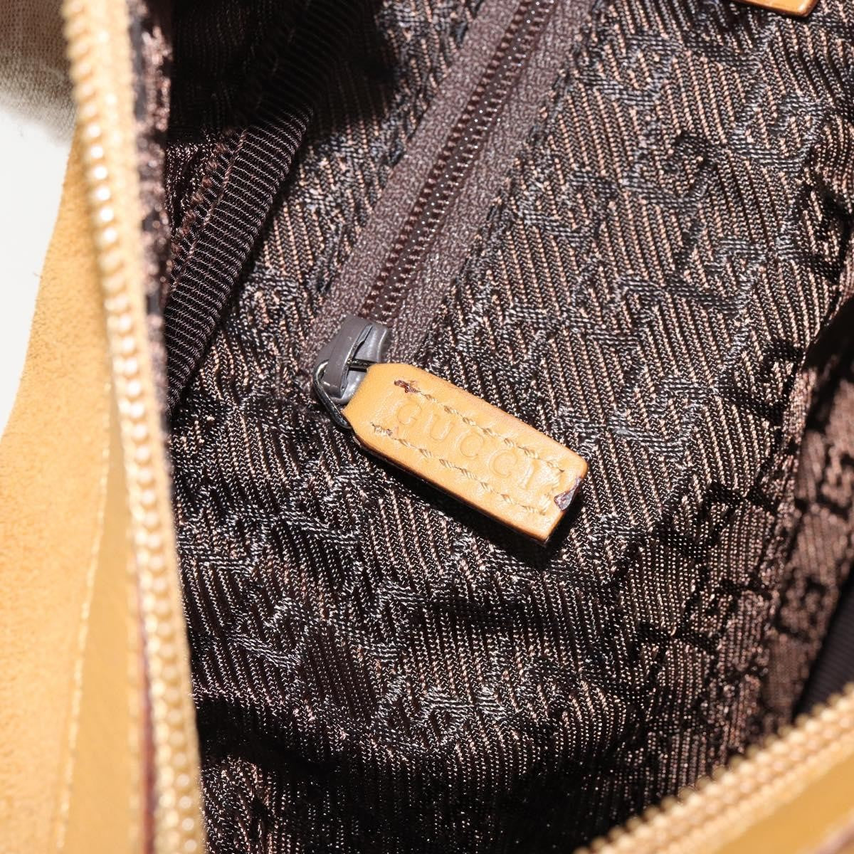 Gucci GUCCI Bamboo Hand Bag Suede Brown Silver Authentic ep11709