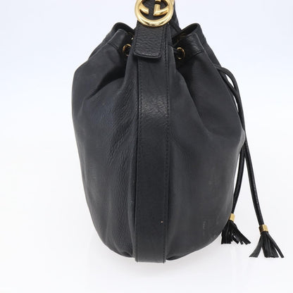 Gucci GUCCI Interlocking Shoulder Bag Leather Black Gold 223951 Authentic 152851