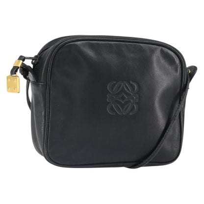Loewe LOEWE Anagram Shoulder Bag Leather Black Gold Authentic 162165