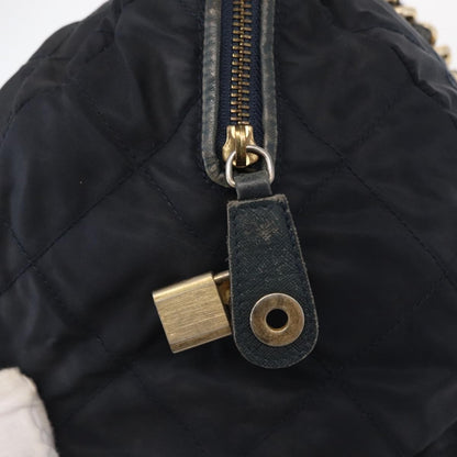 Prada PRADA Shoulder Bag Nylon Navy Gold Authentic 151665