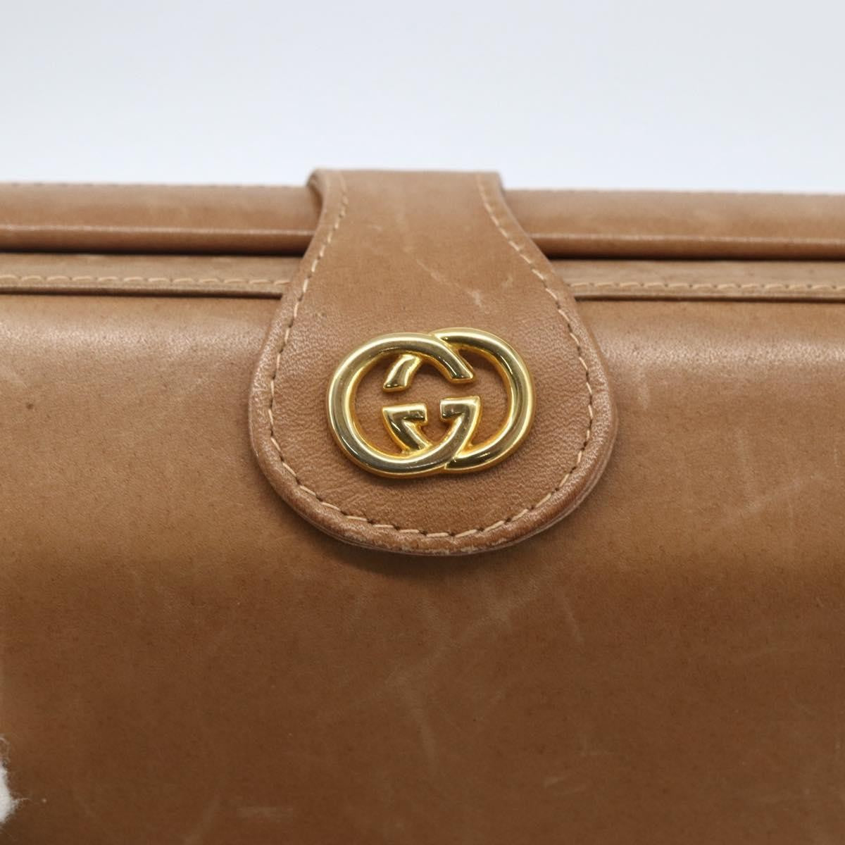 Gucci GUCCI Shoulder Bag Leather Beige Gold Authentic SW1879