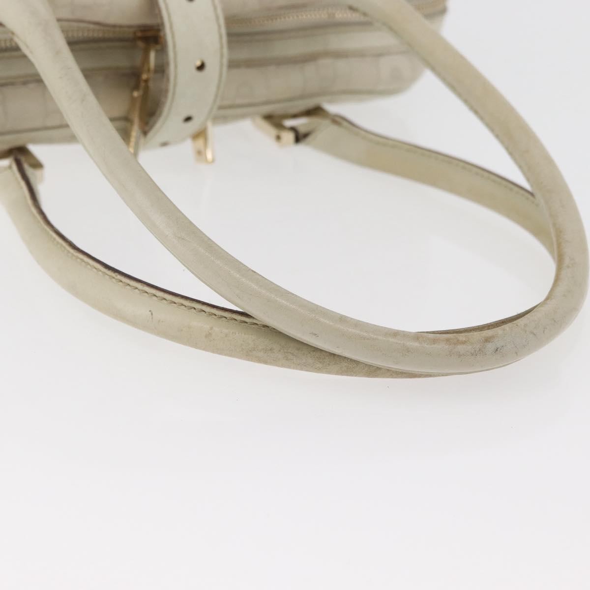 Gucci GUCCI Horsebit Hand Bag Leather White Gold 145770 Authentic bs34368