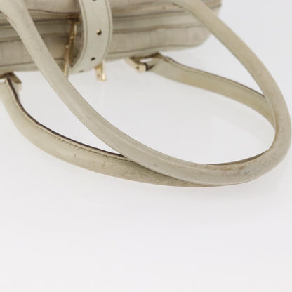Gucci GUCCI Horsebit Hand Bag Leather White Gold 145770 Authentic bs34368