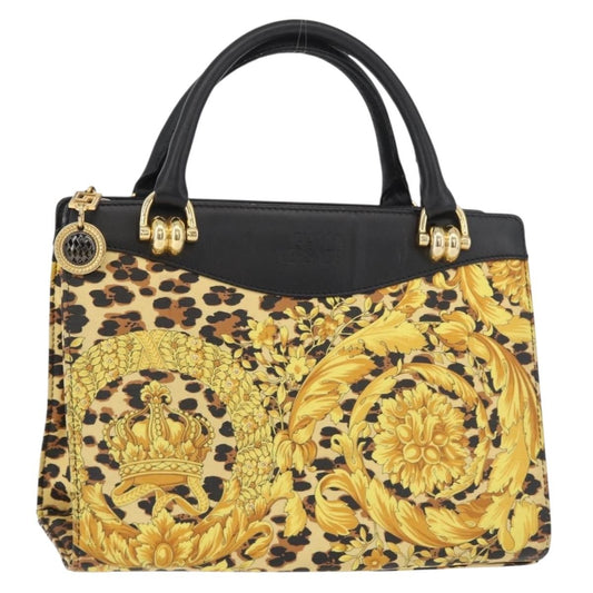 Versace VERSACE Hand Bag PVC Leather Yellow Gold Authentic 177929