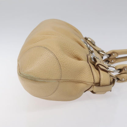 Salvatore Ferragamo Salvatore Ferragamo Gancini Shoulder Bag Leather Beige Silver Authentic EC551