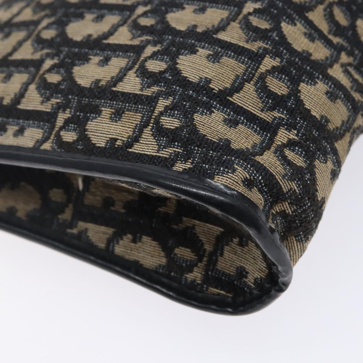 Dior Christian Dior Trotter Canvas Shoulder Bag Navy Gold Authentic 141525