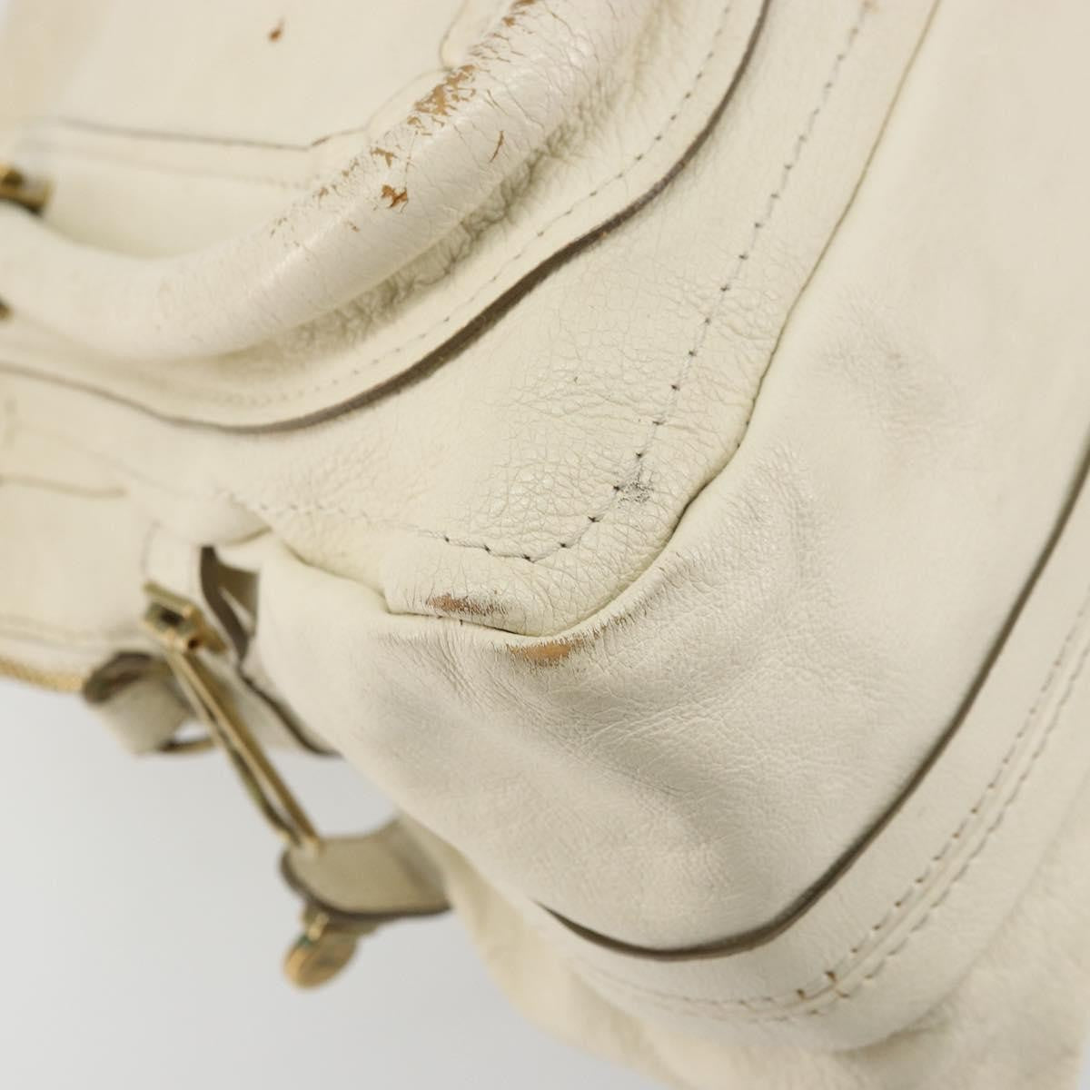 Chloé Chloé Chloe Paraty Hand Bag Leather White Gold Authentic 177544